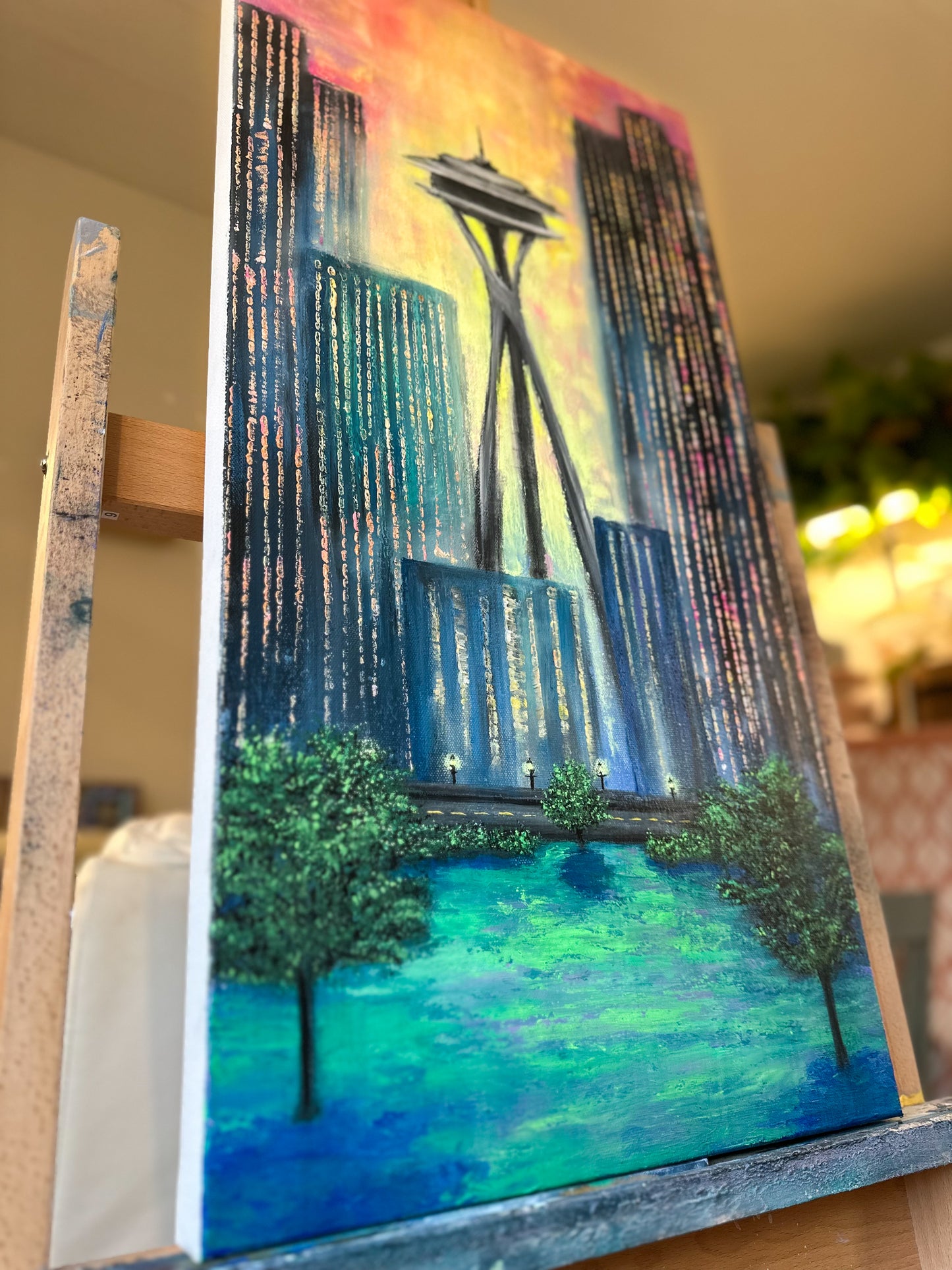 PNW Skyline Original Canvas Painting