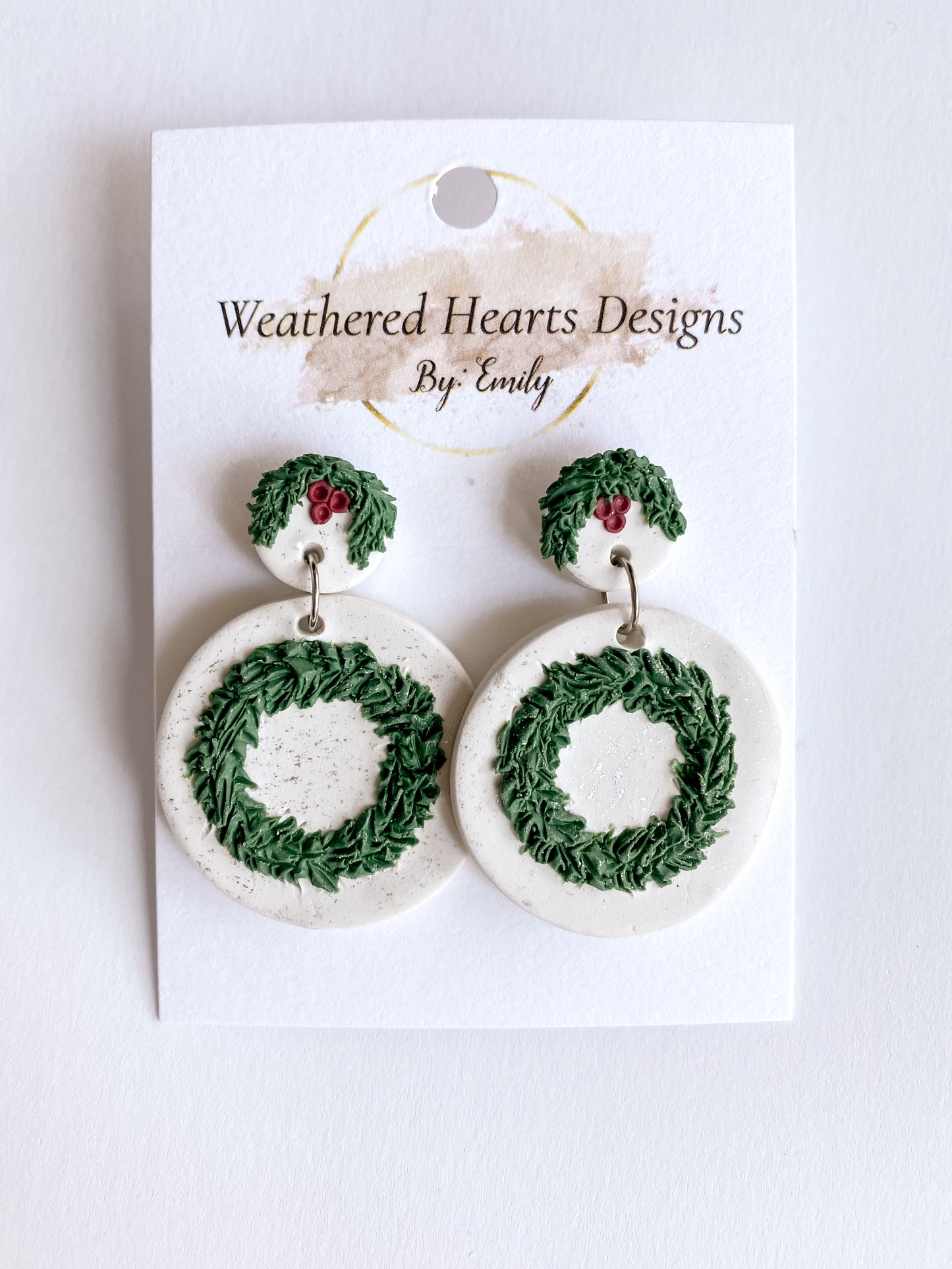 Minimalist Winter Wreath Earrings