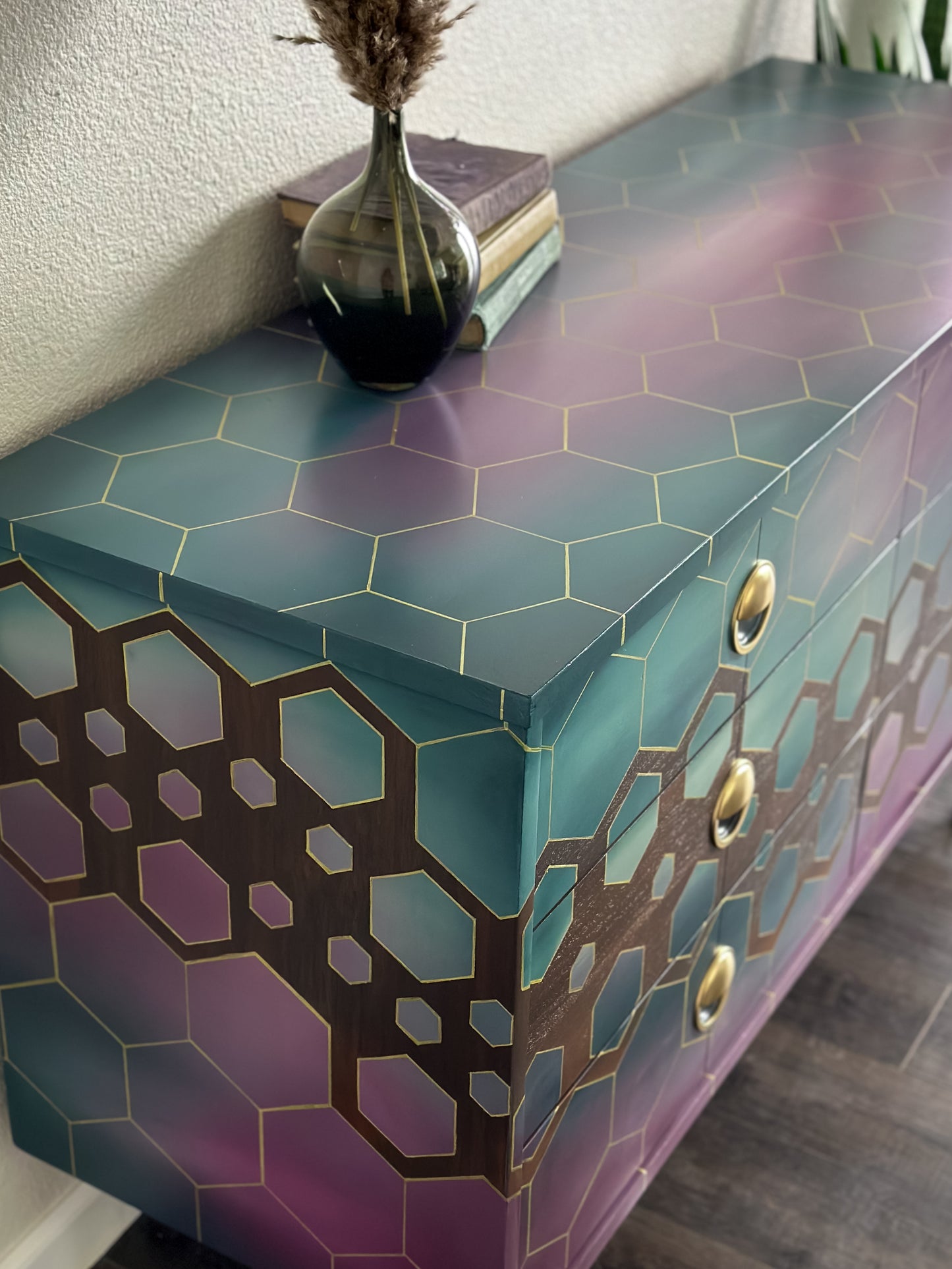 Hand Painted Art Deco MCM Dresser