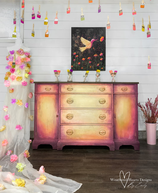 Sunset Inspired Pink And Yellow Buffet Sideboard